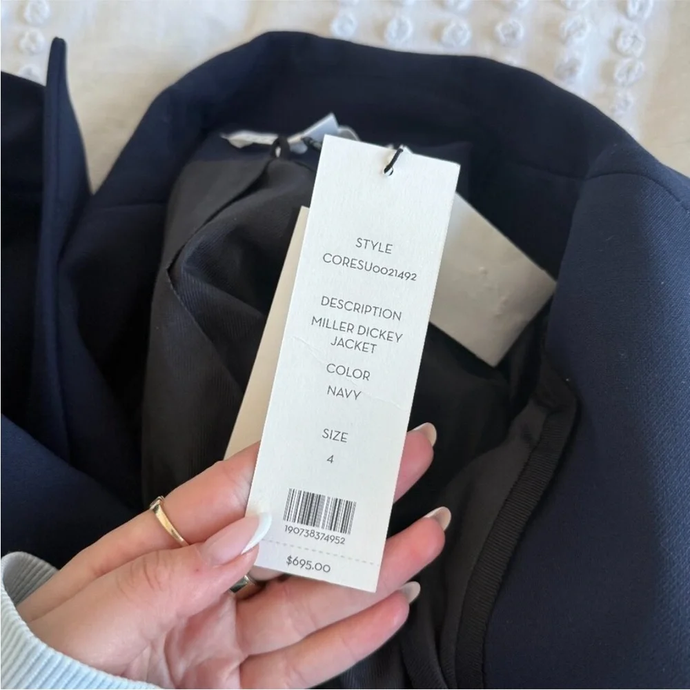 $695 Veronica Beard Miller Dickey Jacket Blazer Navy gold Double Breasted Sz 4 - Picture 11 of 16